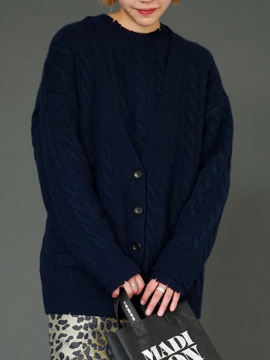 CRASHED CABLE KNIT V CD