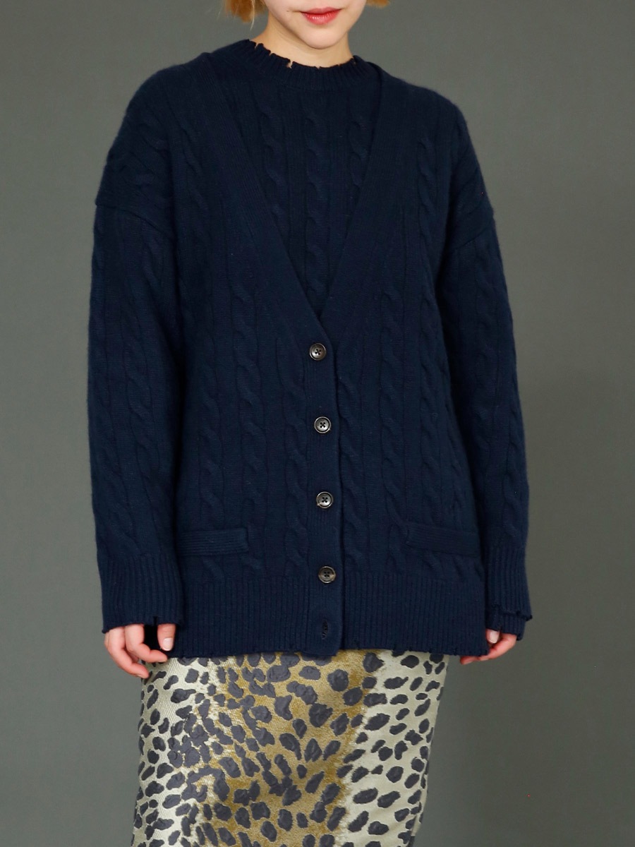 CRASHED CABLE KNIT V CD