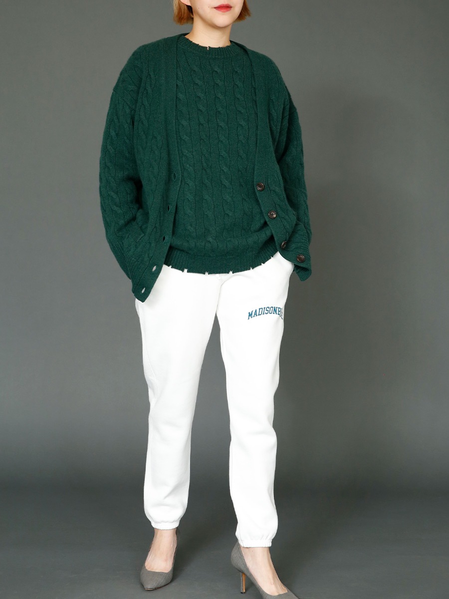 CRASHED CABLE KNIT V CD