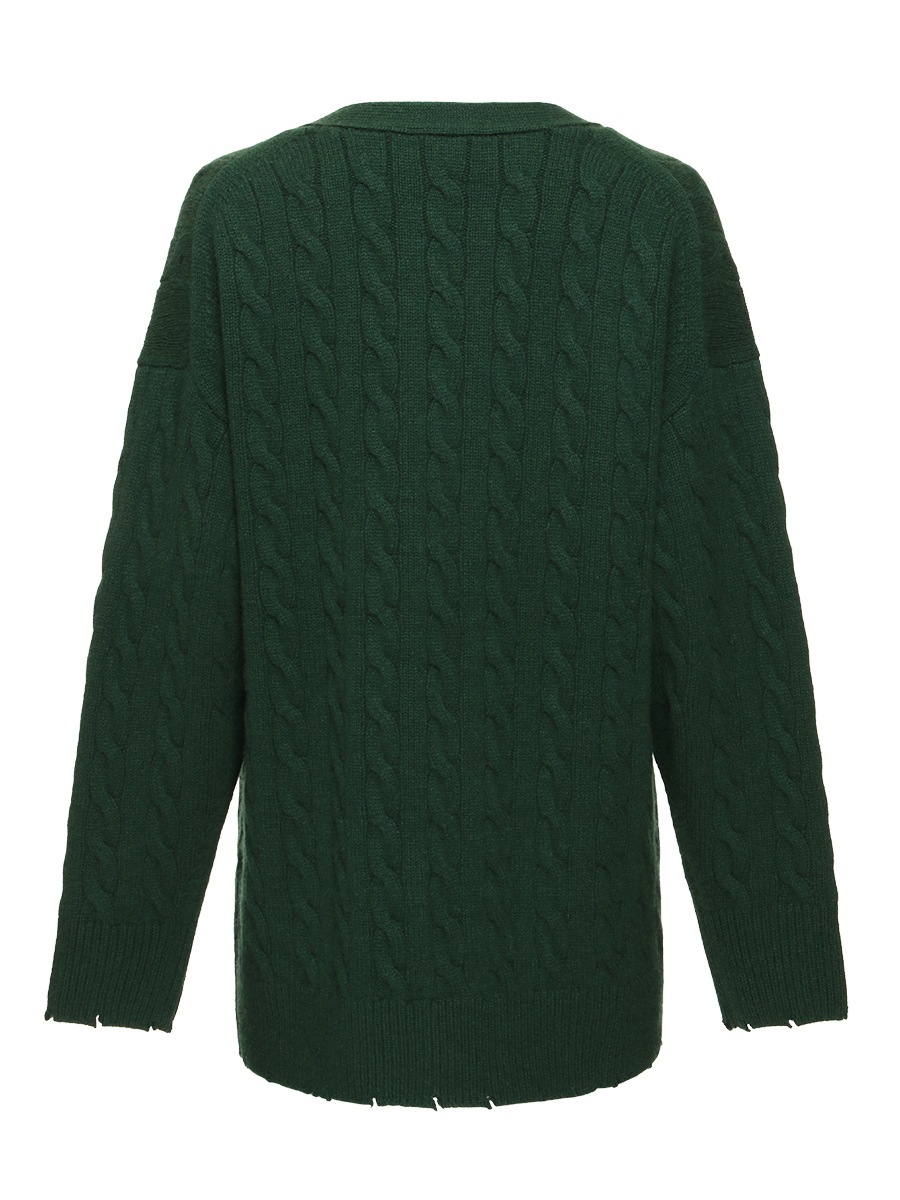 CRASHED CABLE KNIT V CD