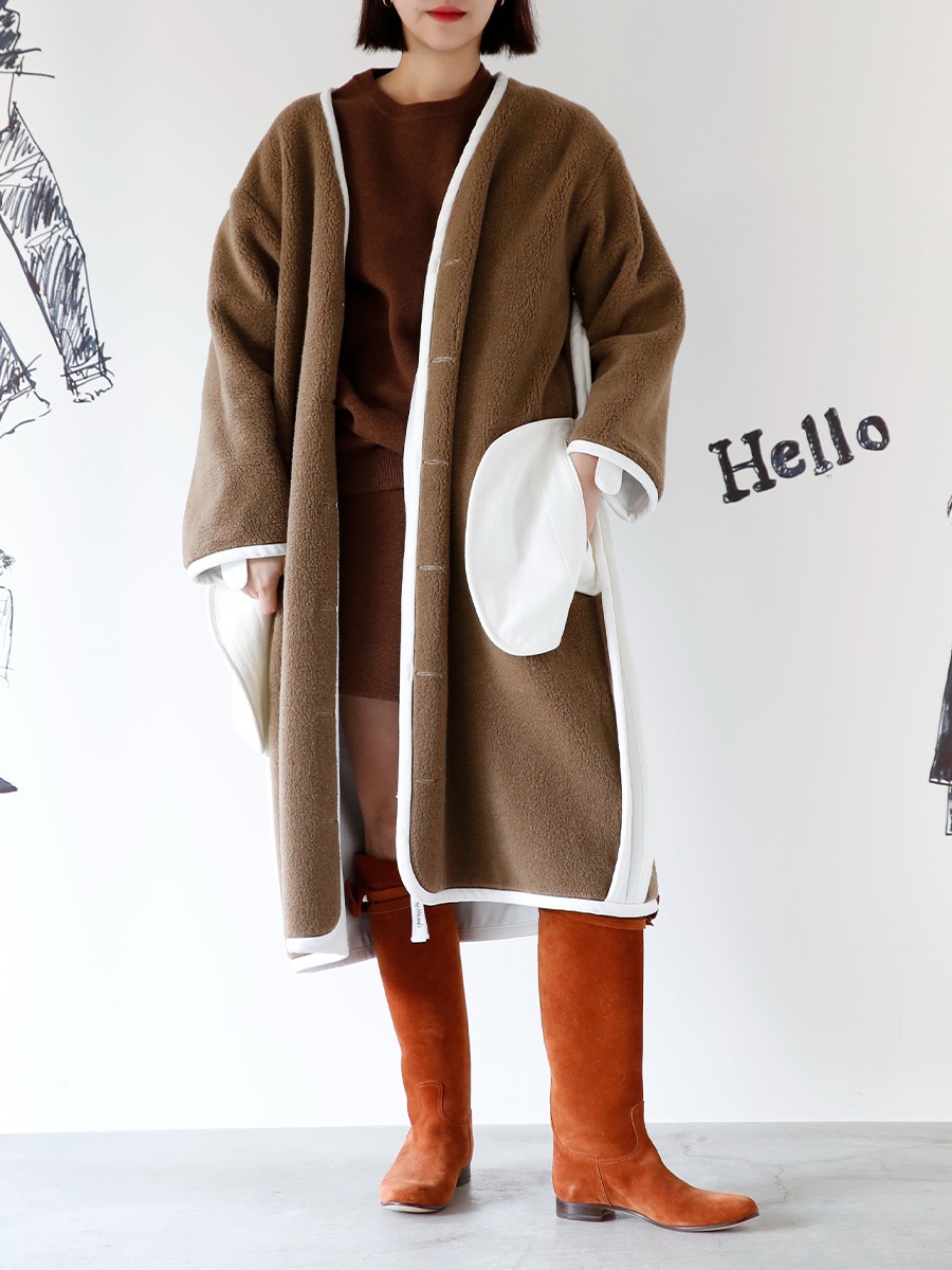NOCOLLAR BOA COAT