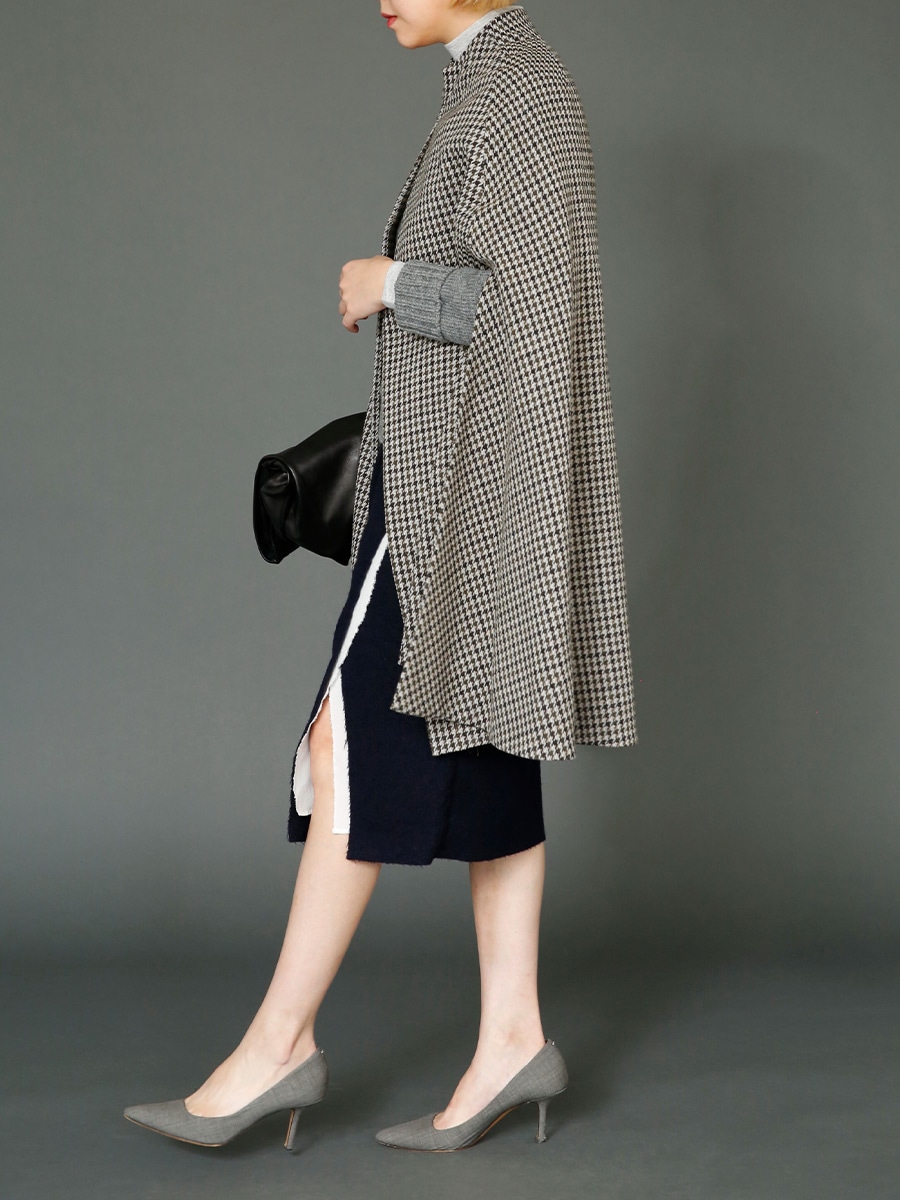 BOTTLE NECK CAPE GUNCLUB CHECK | COAT | MADISONBLUE