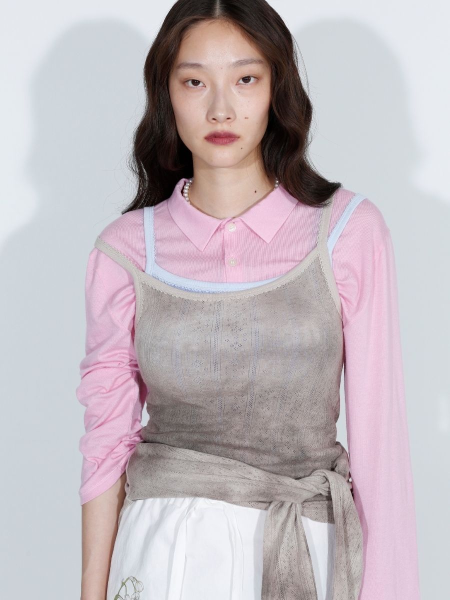 EMBROIDERED TRIM CAMISOLE TIE-DYE