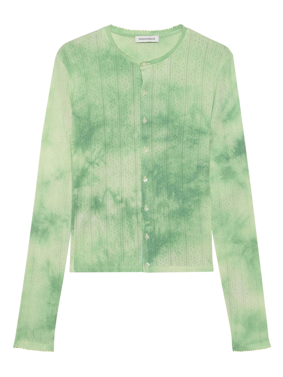 EMBROIDERED COLLAR CARDIGAN TIE-DYE