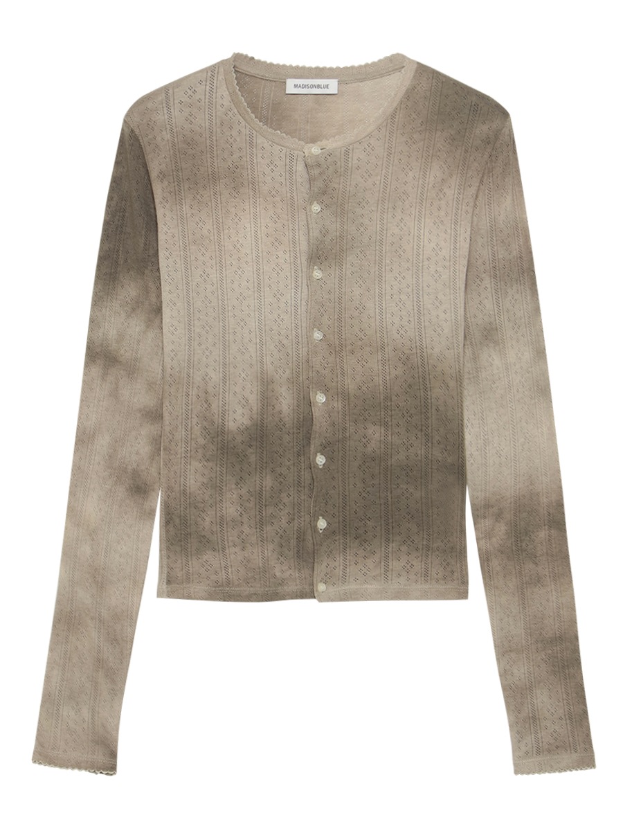 EMBROIDERED COLLAR CARDIGAN TIE-DYE