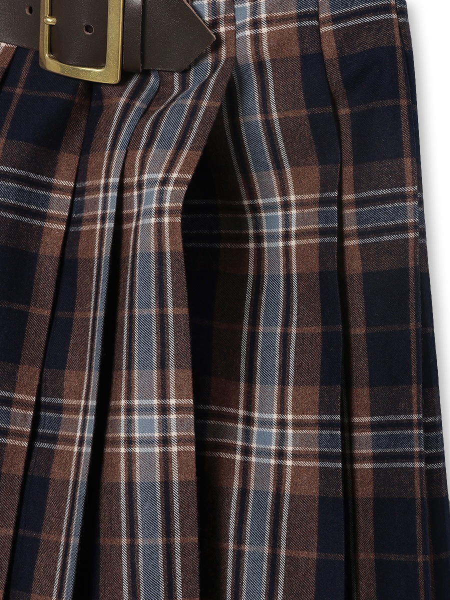 PLEATED WRAP SKIRT CHECK | WOMEN | MADISONBLUE