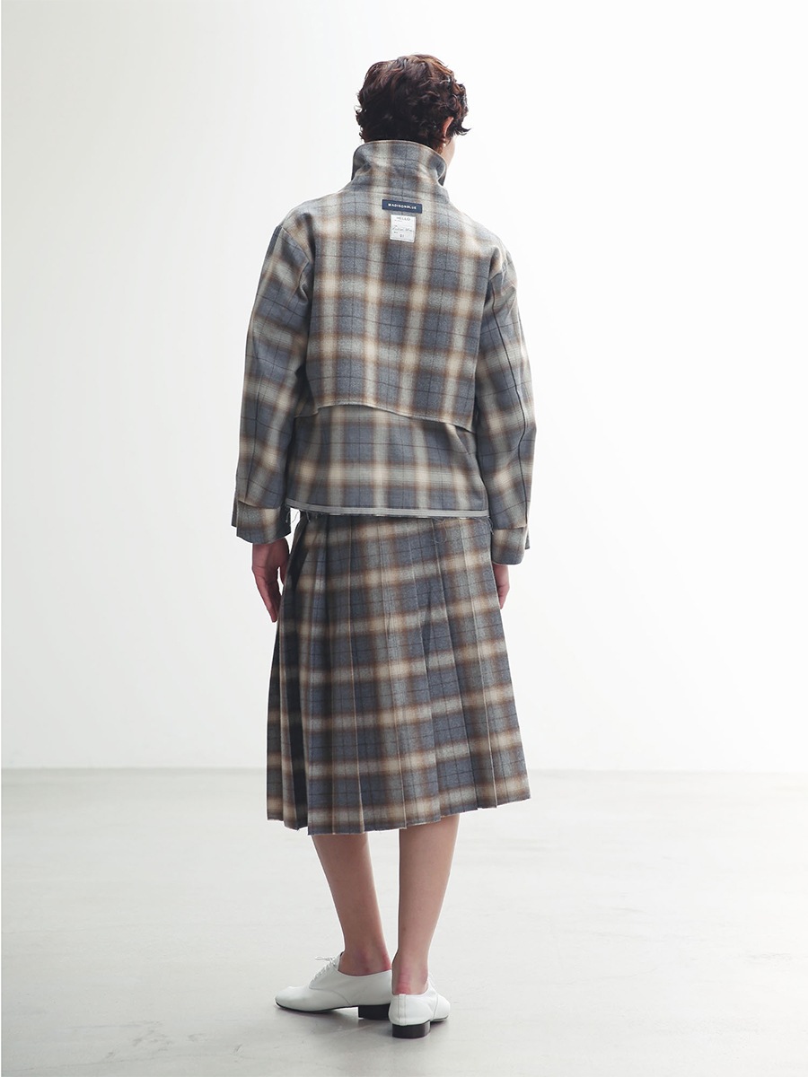 PLEATED WRAP SKIRT CHECK | WOMEN | MADISONBLUE