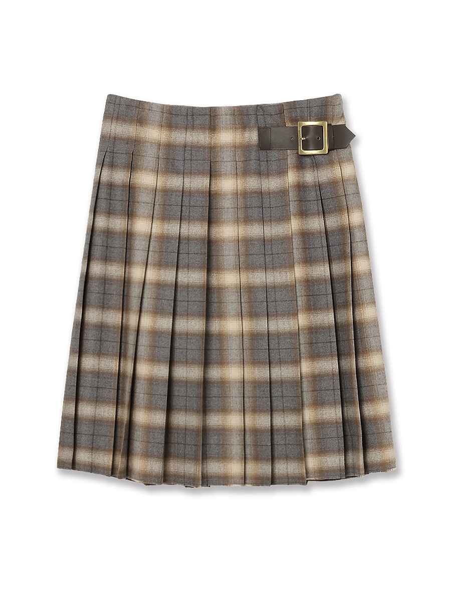 PLEATED WRAP SKIRT CHECK | WOMEN | MADISONBLUE