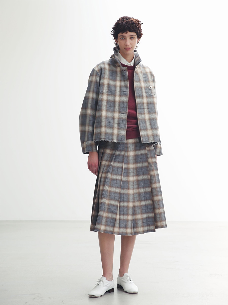 PLEATED WRAP SKIRT CHECK | WOMEN | MADISONBLUE