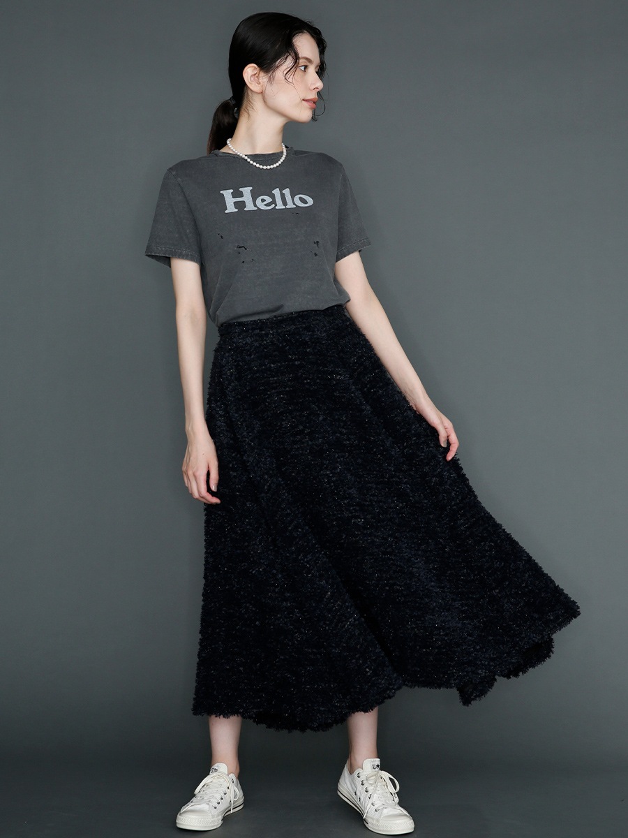 CIRCULAR FLARE SK LAME TWEED