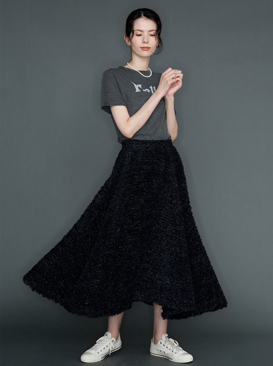 CIRCULAR FLARE SK LAME TWEED