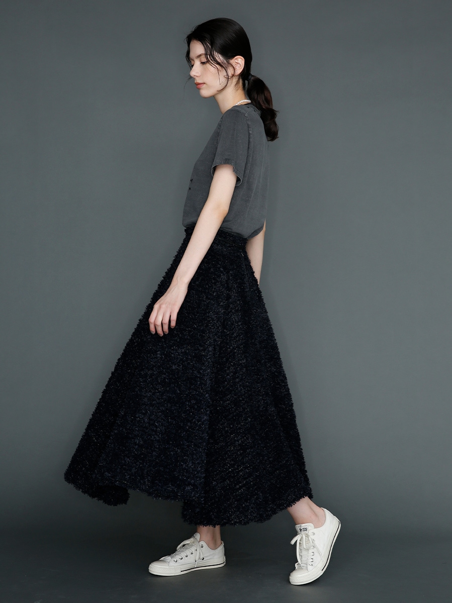 CIRCULAR FLARE SK LAME TWEED