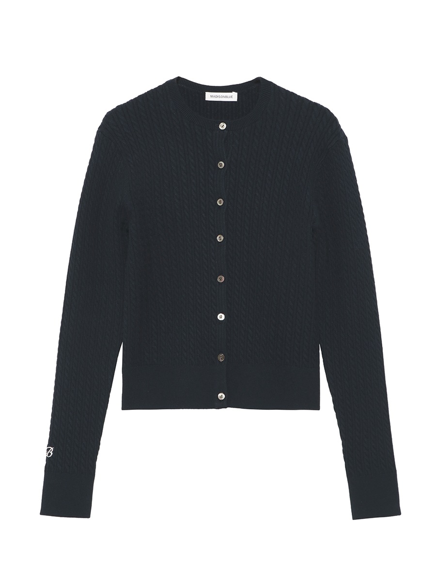 MADISONBLUE ブラックカーディガン 00(XS) CABLE KNIT CARDIGAN | 2026SS | MADISONBLUE