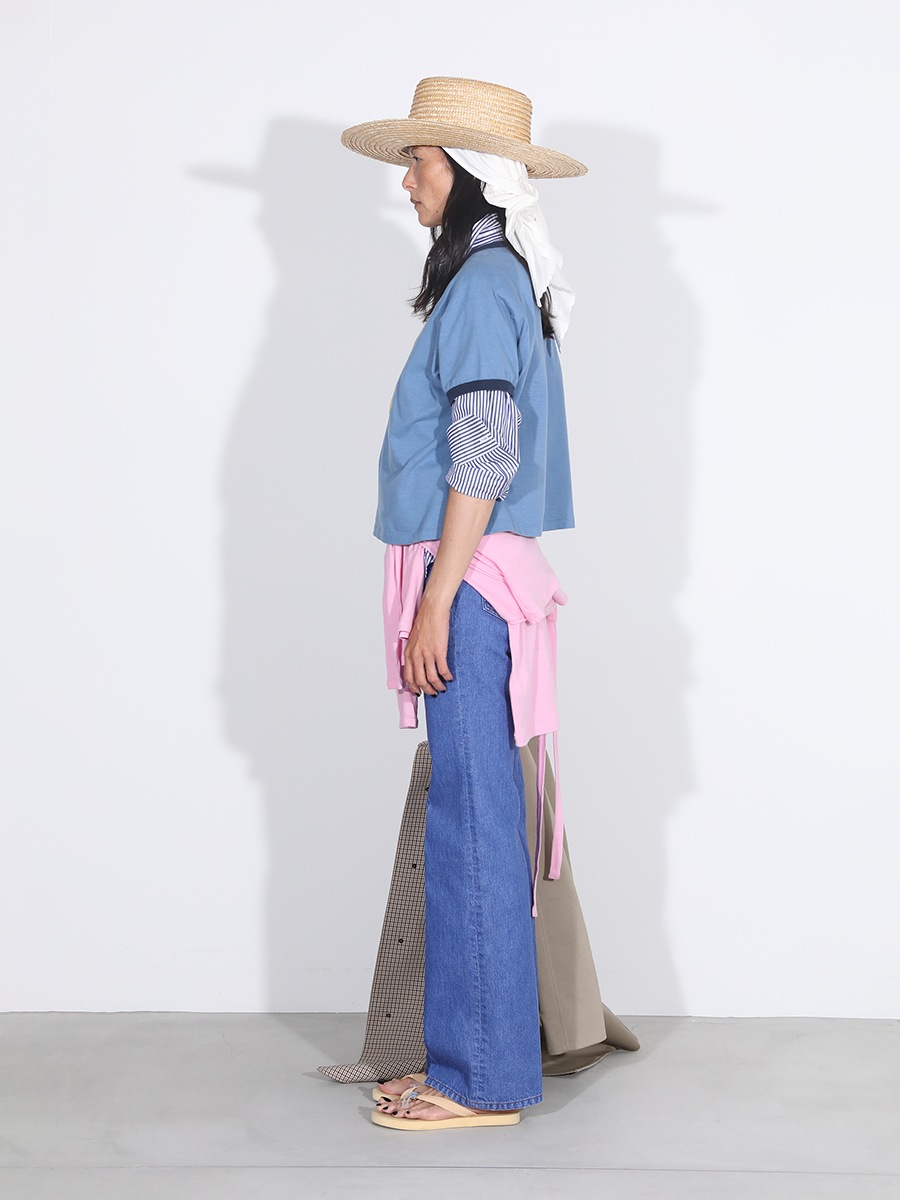 CENTER CREASE FLARE PANTS DENIM