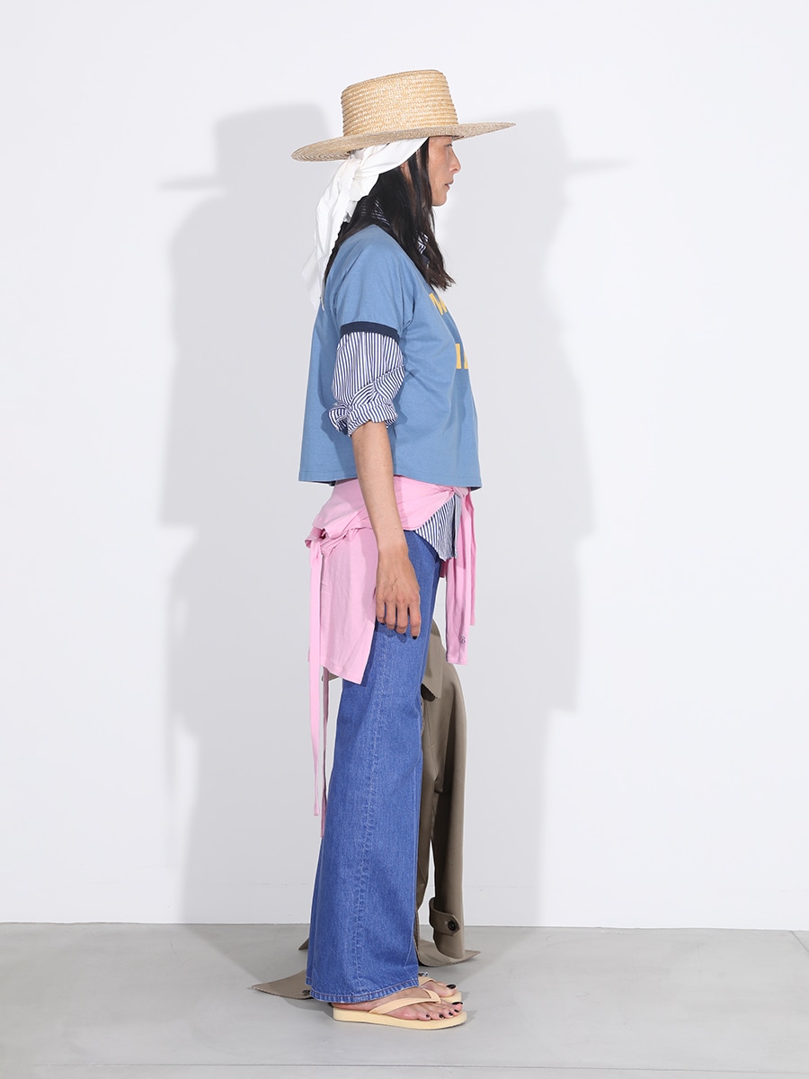 CENTER CREASE FLARE PANTS DENIM