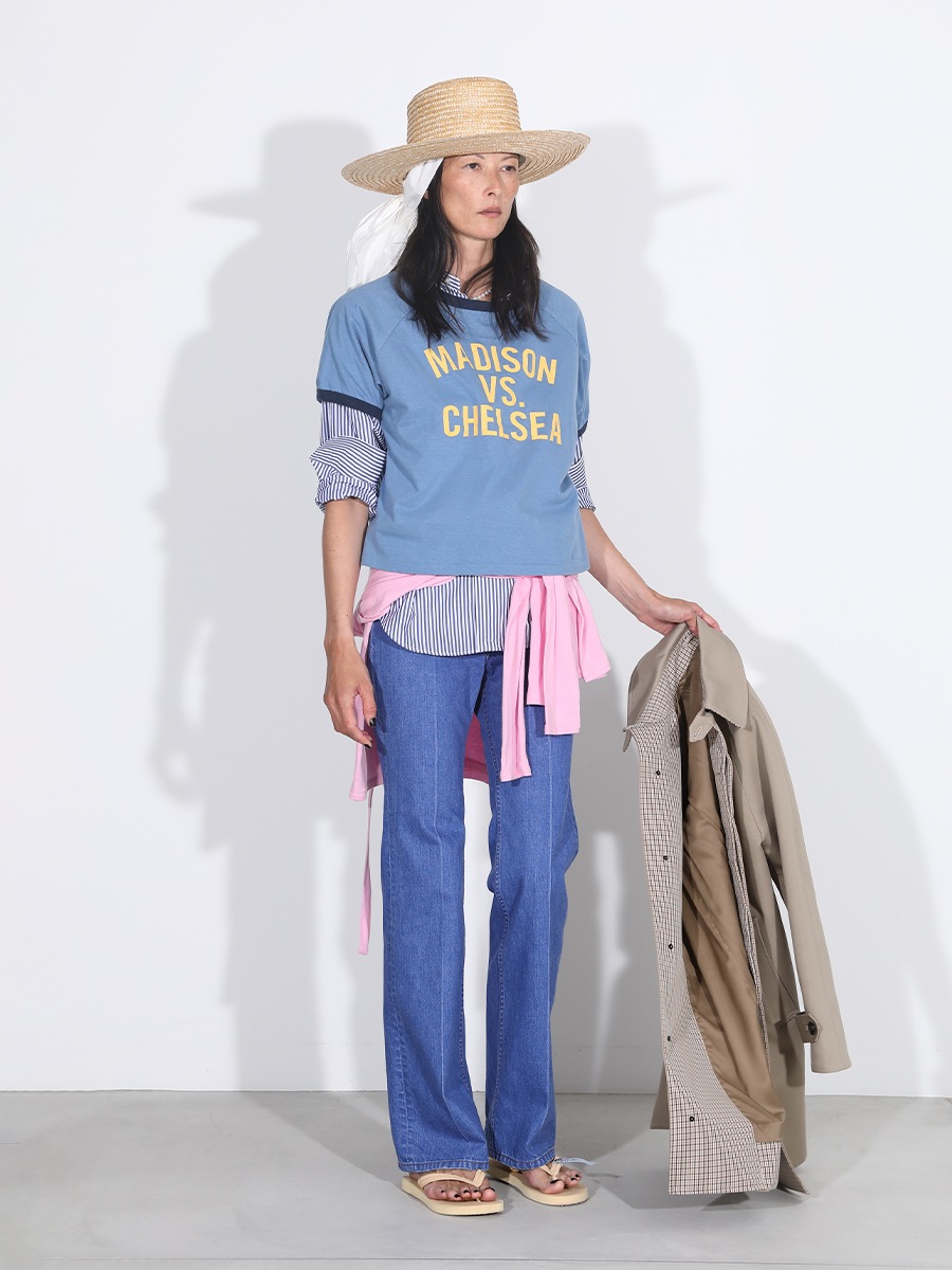 CENTER CREASE FLARE PANTS DENIM