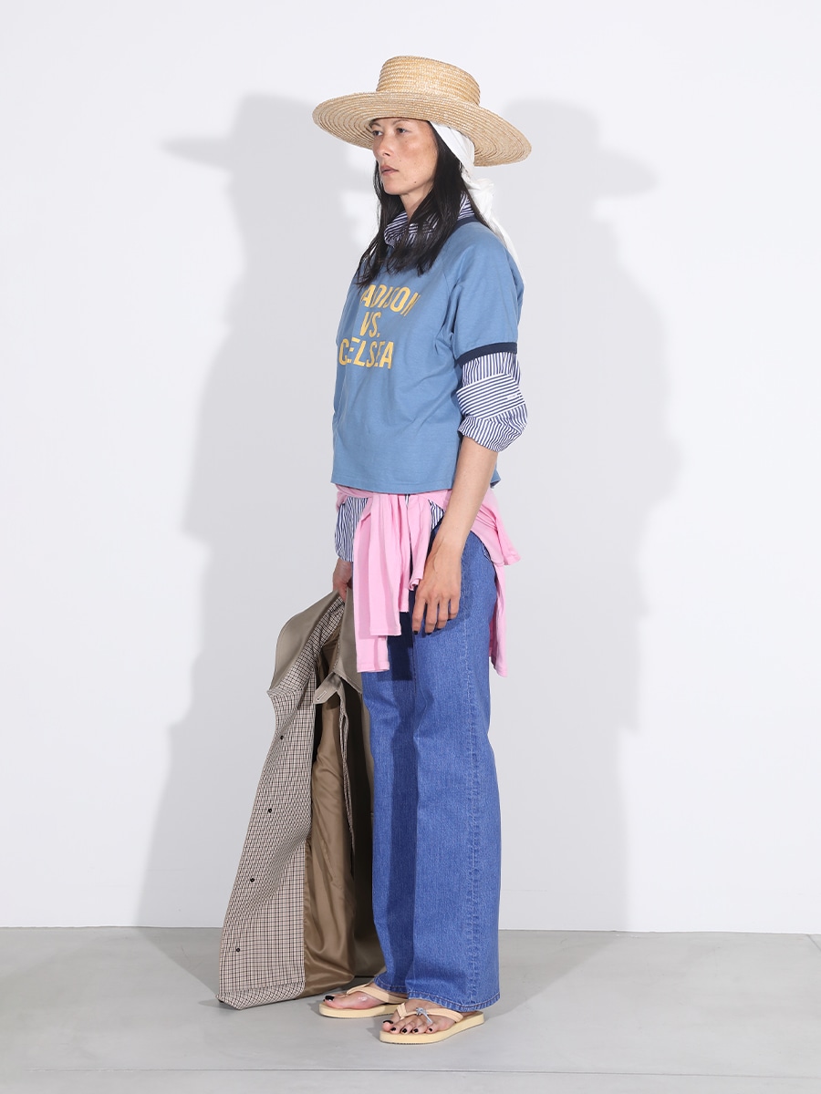 CENTER CREASE FLARE PANTS DENIM