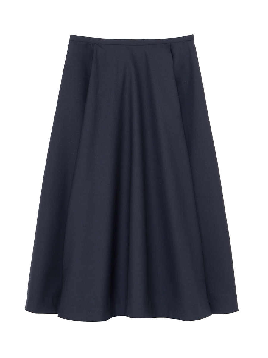 TUCKED MI-MOLLET FLARE SKIRT W TRO