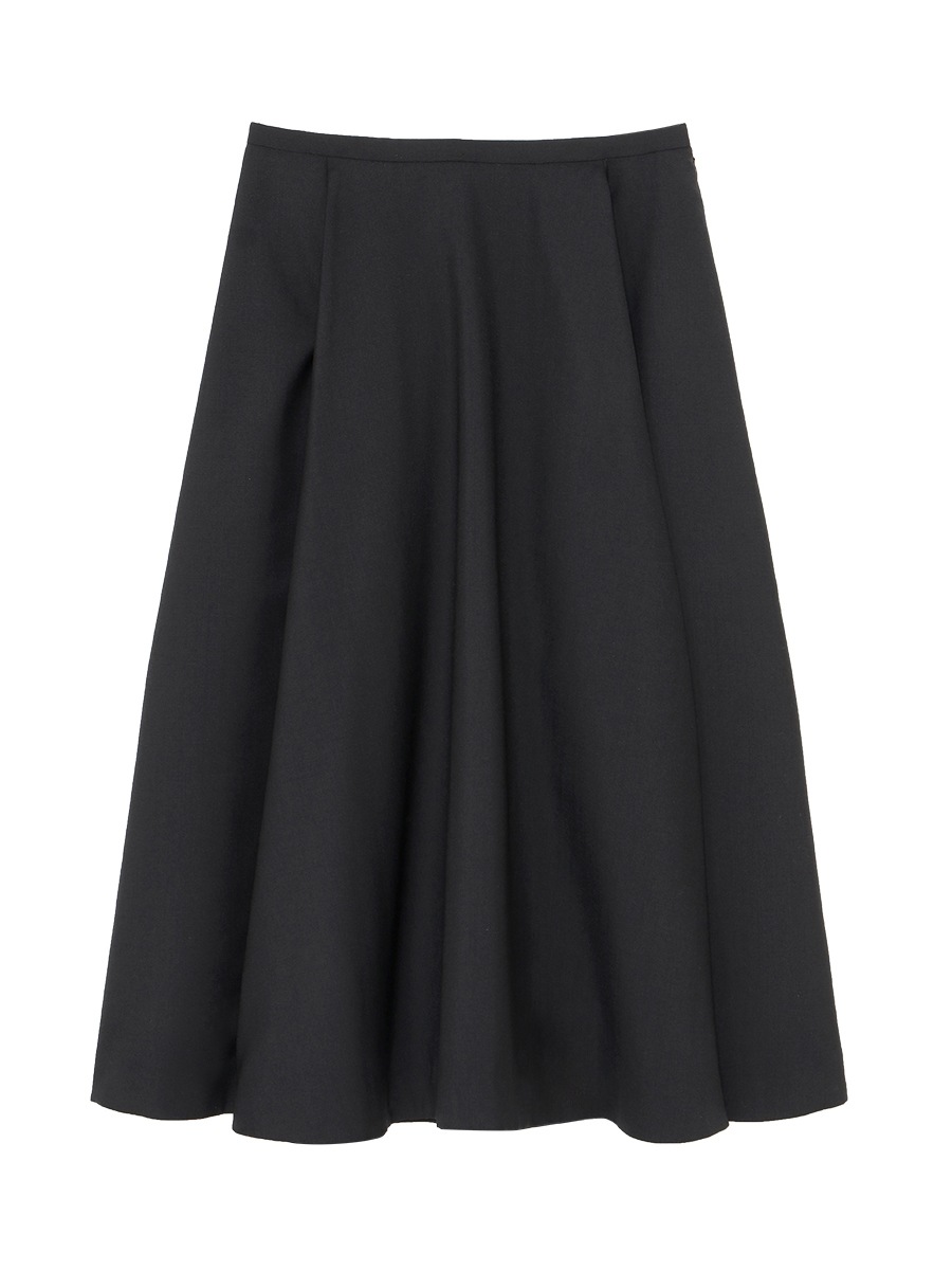 TUCKED MI-MOLLET FLARE SKIRT W TRO