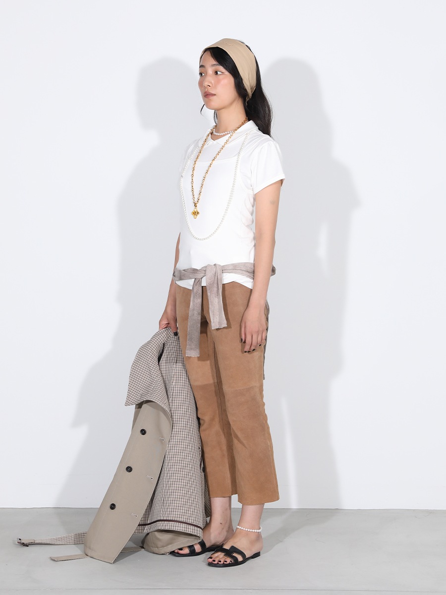 HEM CUT FLARE PT SUEDE