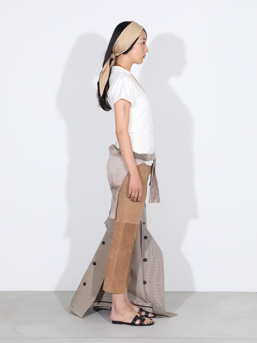 HEM CUT FLARE PT SUEDE