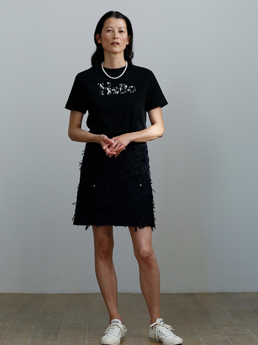 LOW WAIST PATCH-P MINI SK RIBBON TWEED