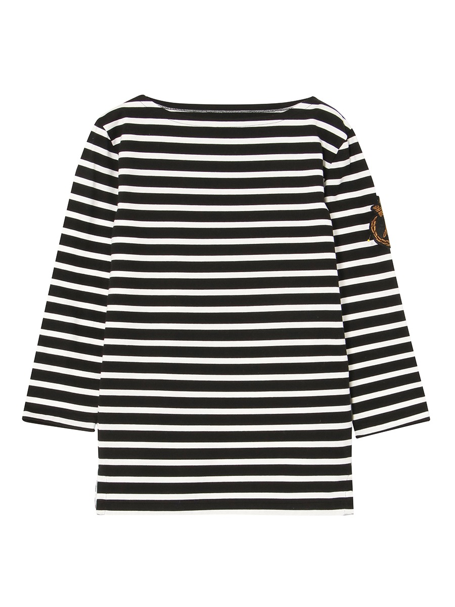 BOAT NECK COMPACT L/S TEE BORDER