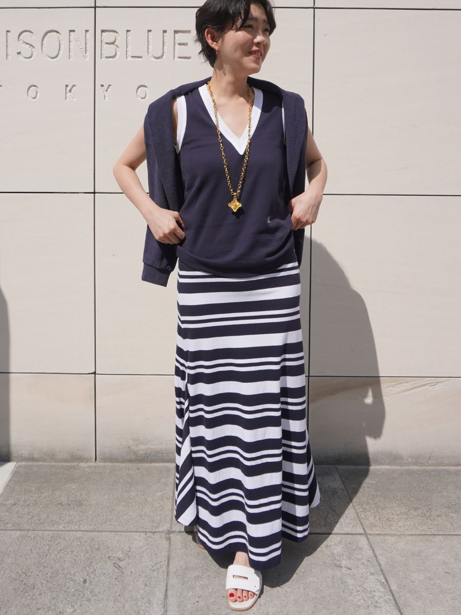 MARINE BORDER SIDE PANEL MAXI SK | 2025SS PRE ORDER | MADISONBLUE