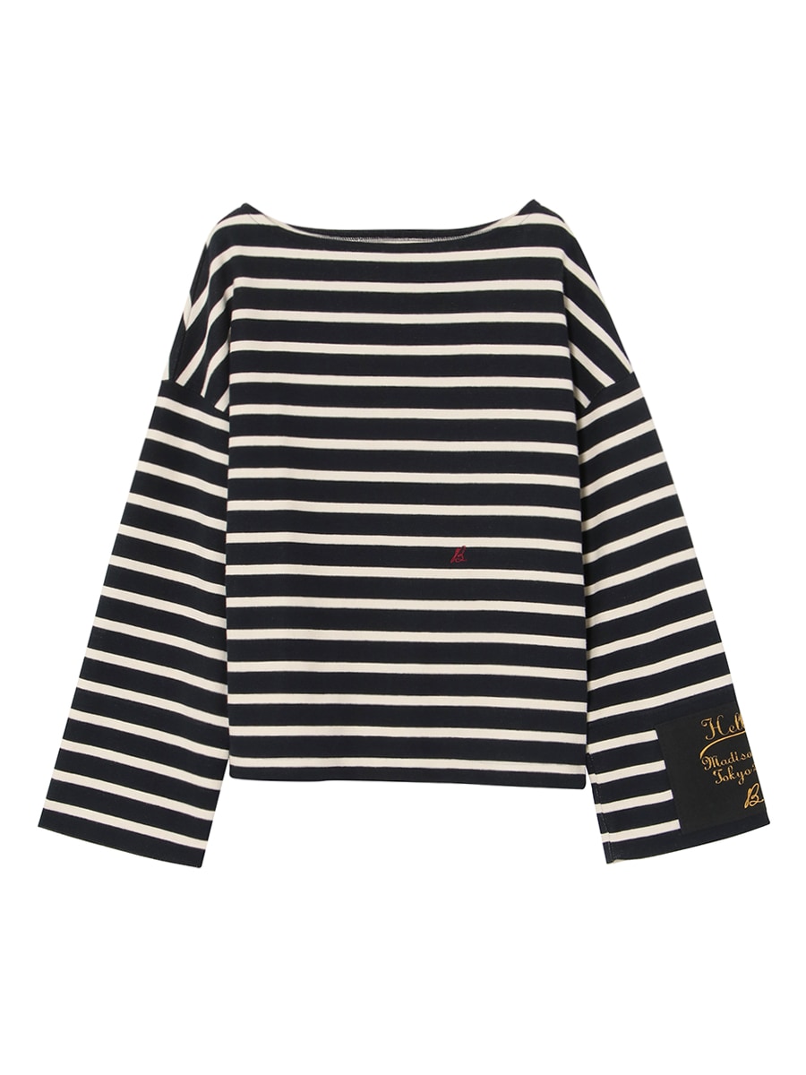 MADISONBLUE ボートネックボーダーT MADISONBLUE＞ボーダー ボートネック フレアスリーブ カットソー