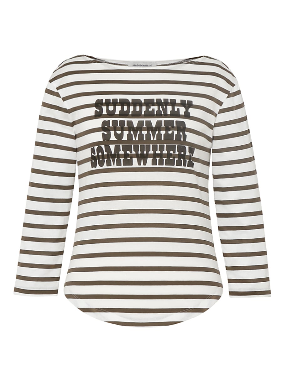 BOAT NECK 3/4 SLEEVE TEE BORDER | WOMEN | MADISONBLUE