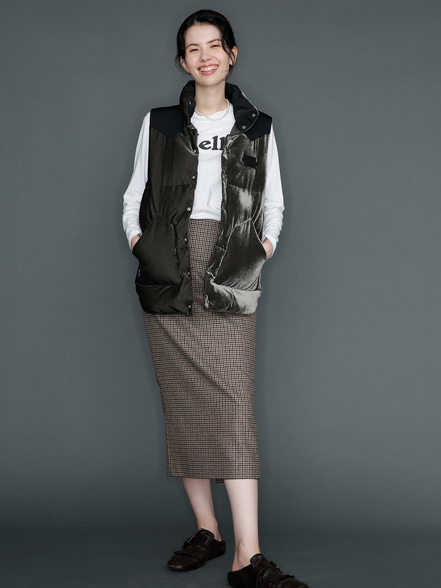 DOWN VEST FEATHER VELVET