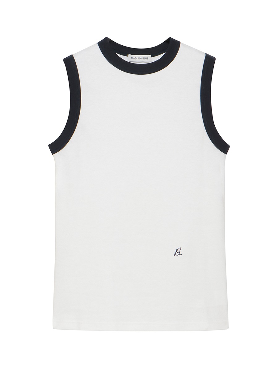 BI-COLOR TRIM CREW NECK TANK | CUT&SEWN | MADISONBLUE
