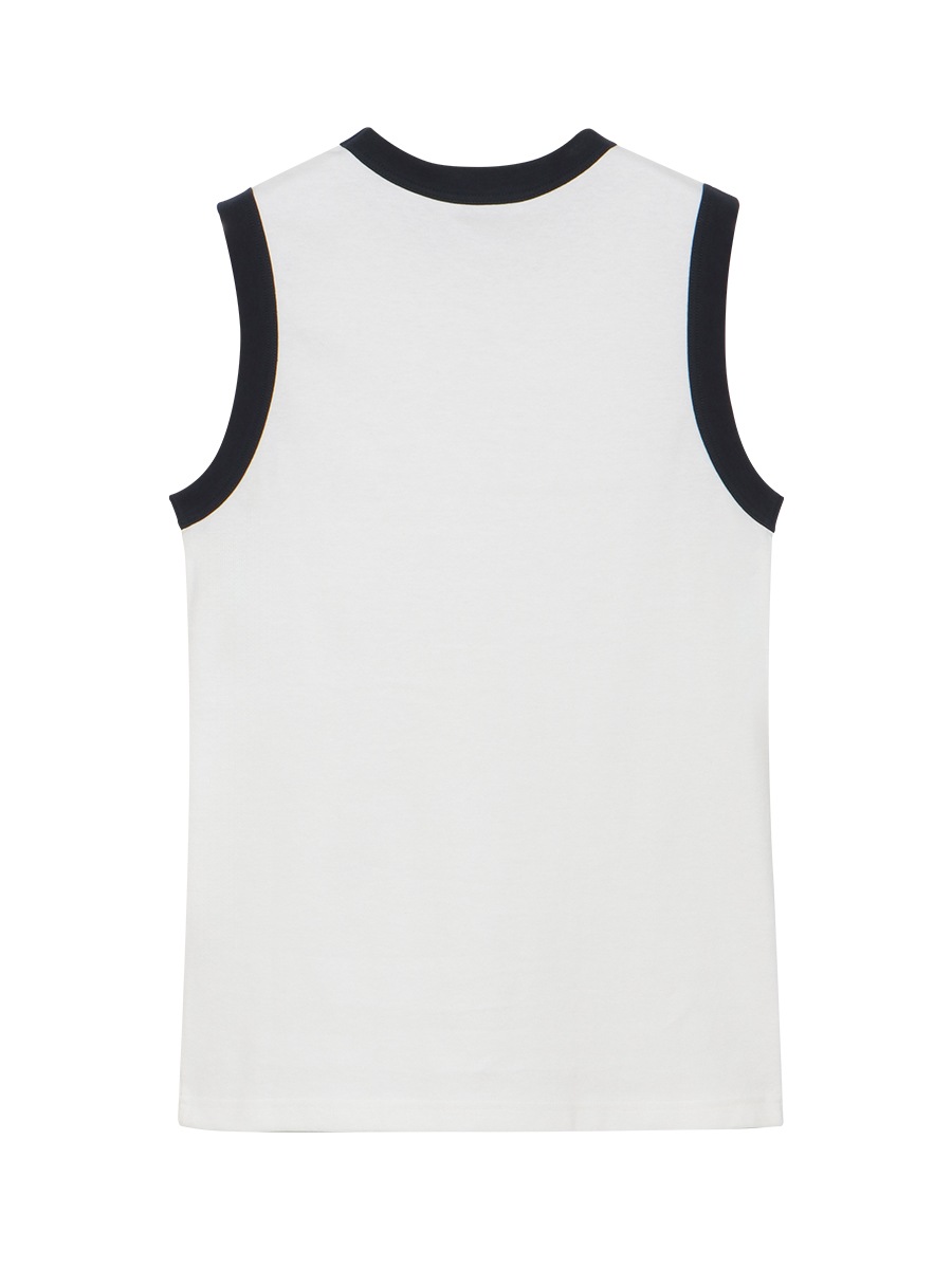 BI-COLOR TRIM CREW NECK TANK