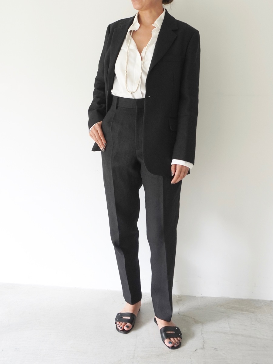 HIGH WAIST TUCK TAPEARED PANTS LINEN