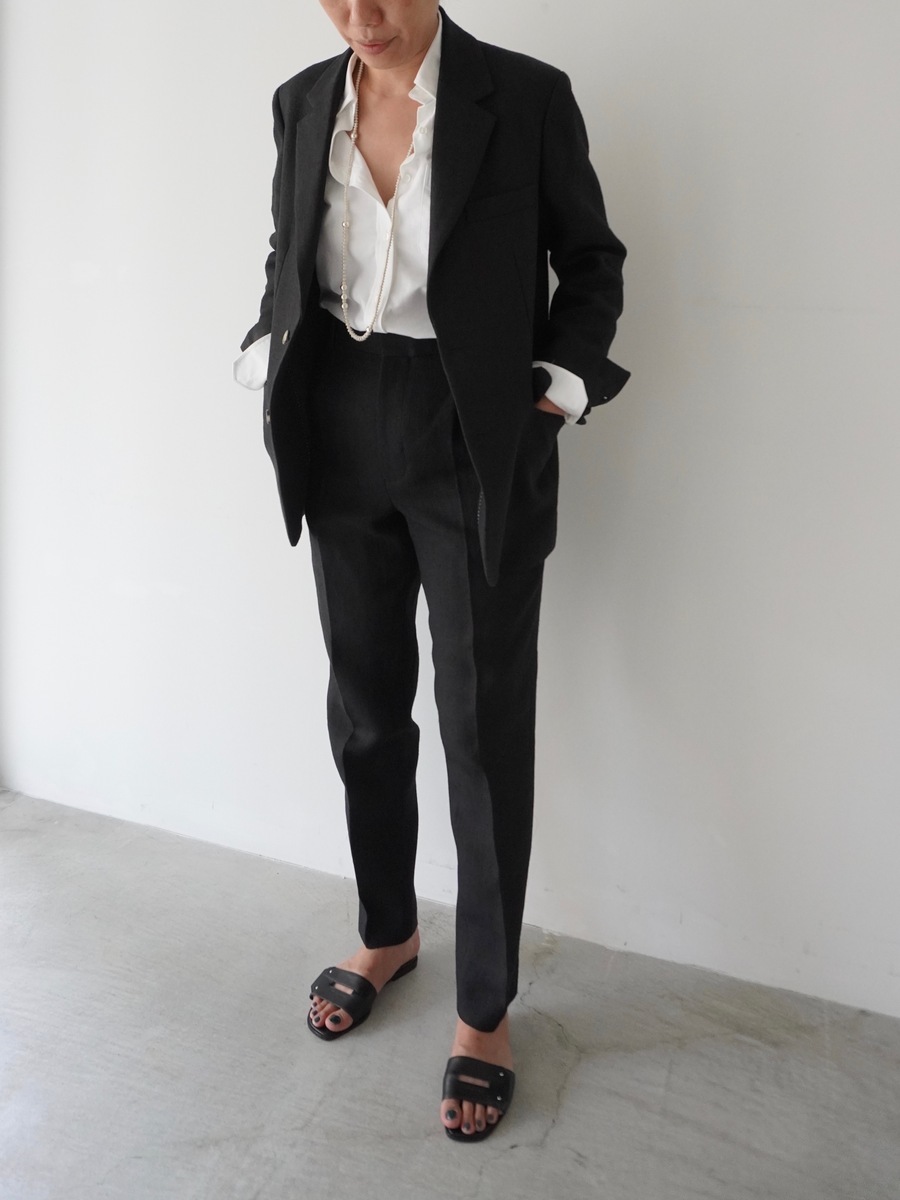HIGH WAIST TUCK TAPEARED PANTS LINEN