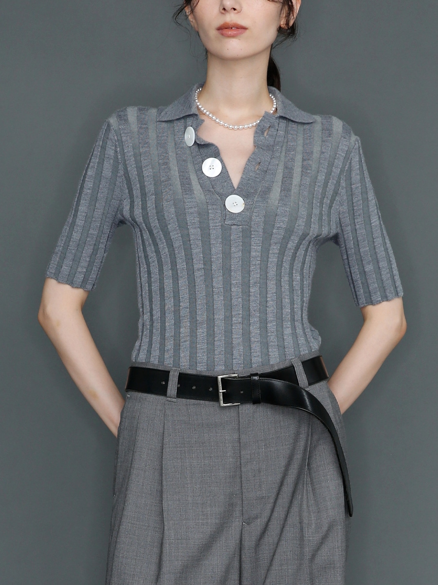 H/S WIDE RIB POLO | KNIT | MADISONBLUE