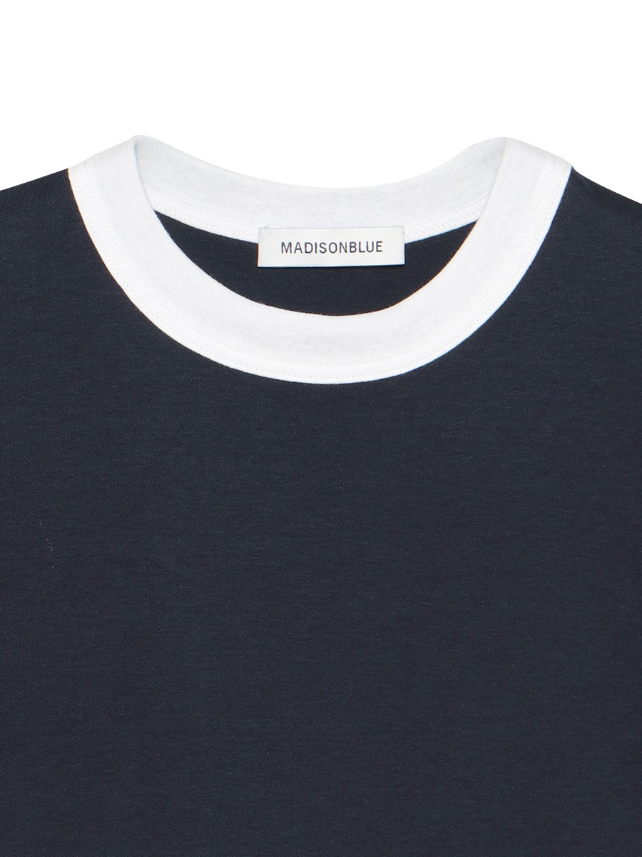 【新品未使用】ベーシッククルーネックTEEネイビー マディソンブルー Tシャツ BI-COLOR TRIM CREW NECK TEE | CUT&SEWN | MADISONBLUE
