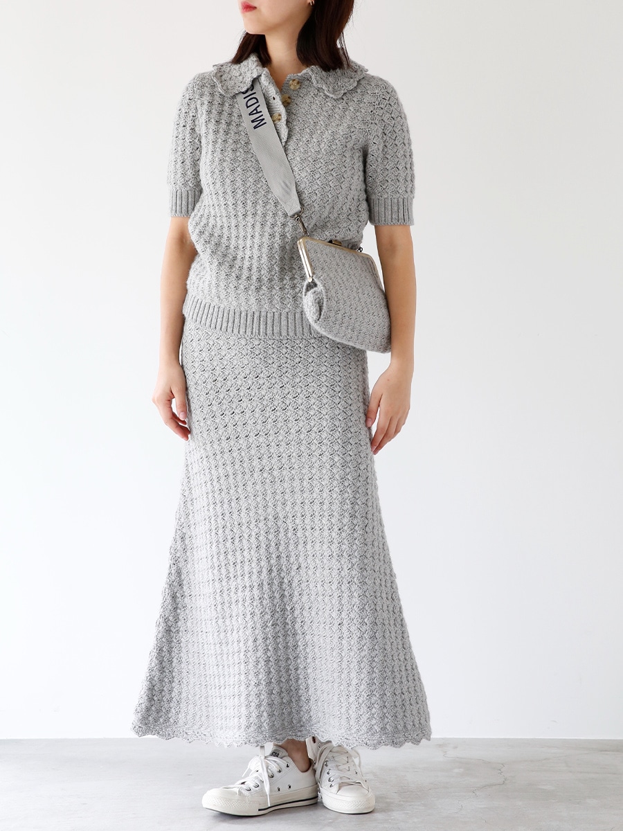 新品タグ付 MADISONBLUE BIG COLLOR KNIT ポロシャツ CROCHET POLO KNIT | KNIT | MADISONBLUE