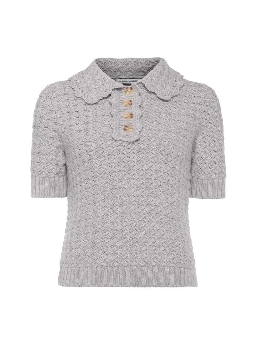 CROCHET POLO KNIT | KNIT | MADISONBLUE