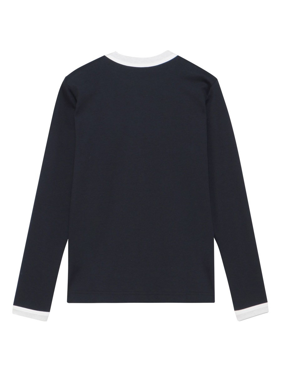 BI-COLOR TRIM CREW NECK L/S TEE