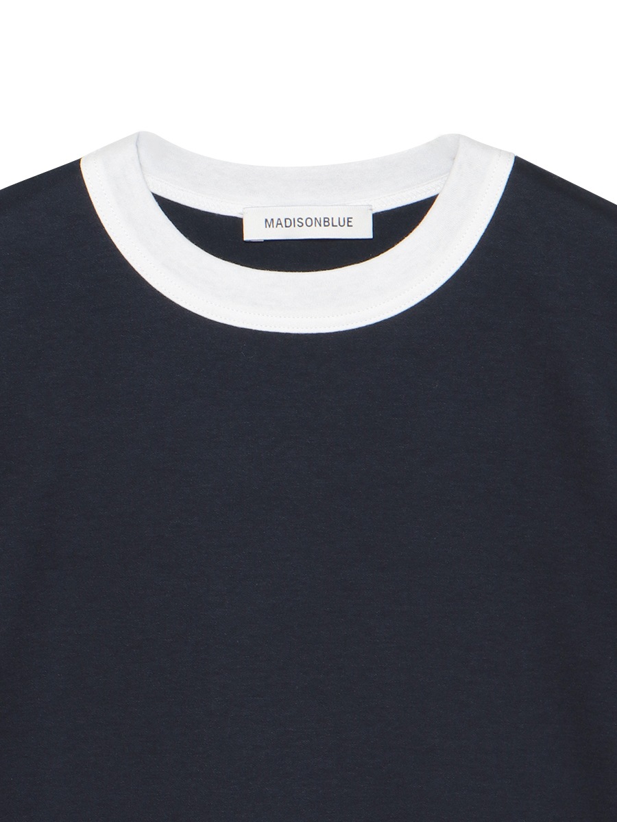 BI-COLOR TRIM CREW NECK L/S TEE