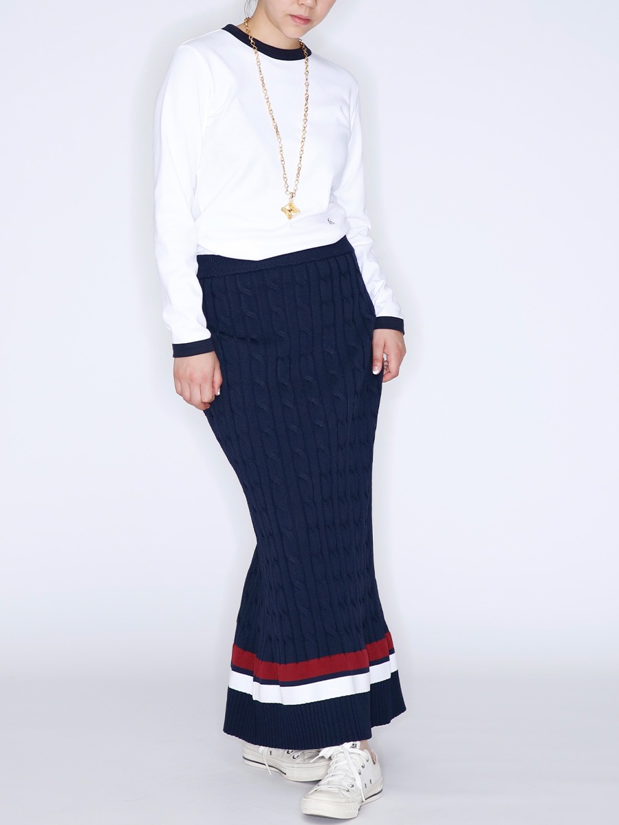 BI-COLOR TRIM CREW NECK L/S TEE