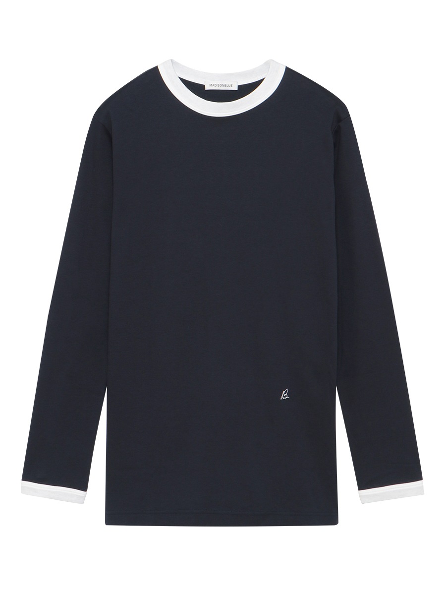 BI-COLOR TRIM CREW NECK L/S TEE MNS