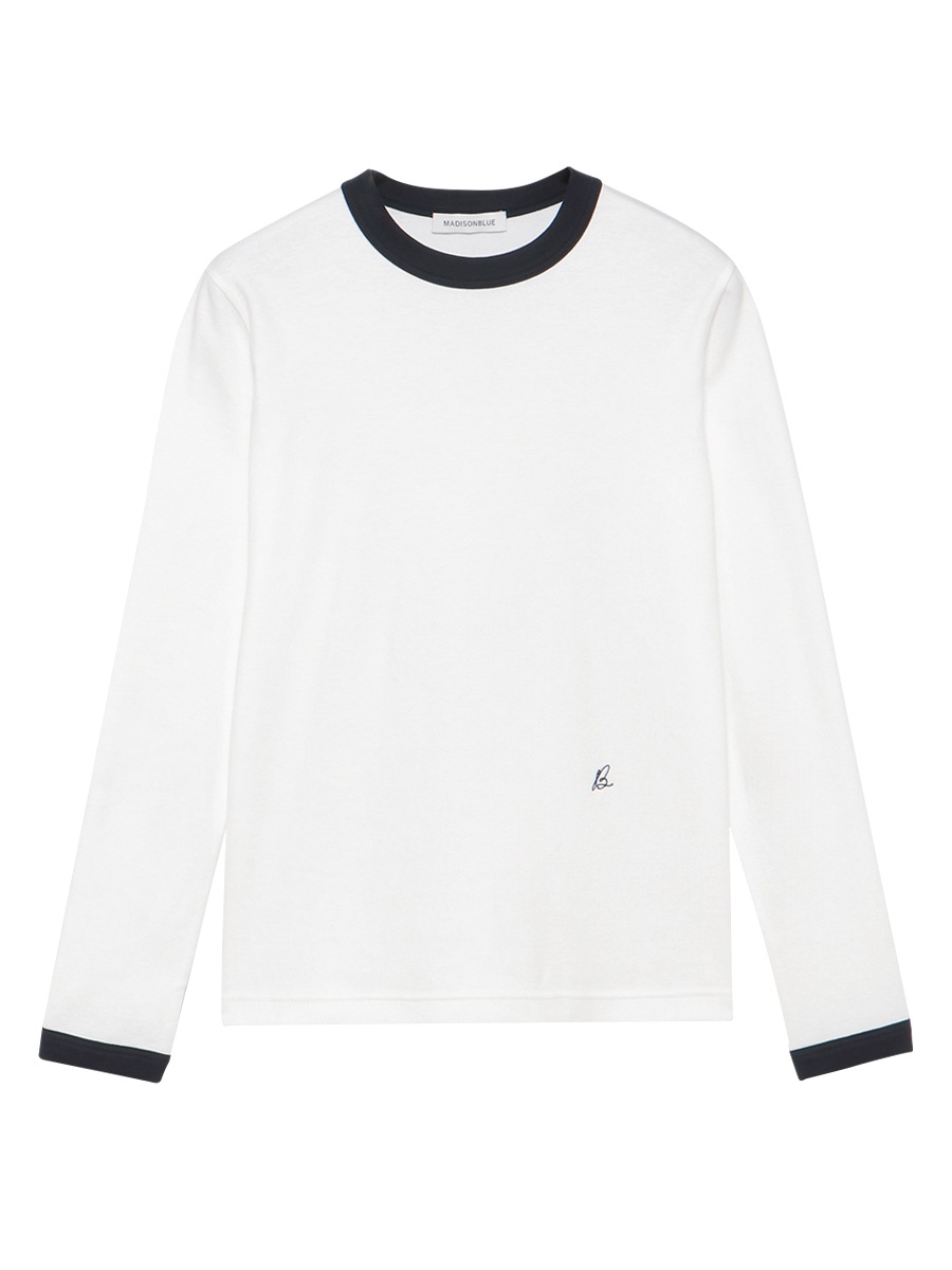 BI-COLOR TRIM CREW NECK L/S TEE MNS