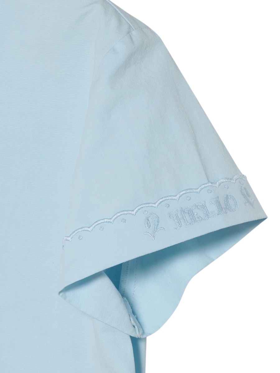 ROUND COLLAR H/S SH EMBROIDERY C/LI