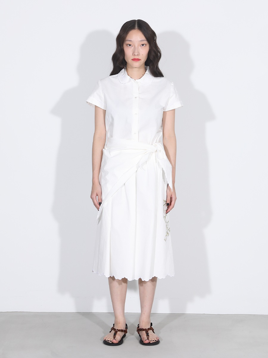 ROUND COLLAR H/S SH EMBROIDERY C/LI