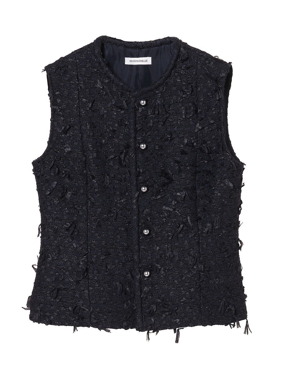 CREW NECK VEST RIBBON TWEED | JACKET | MADISONBLUE