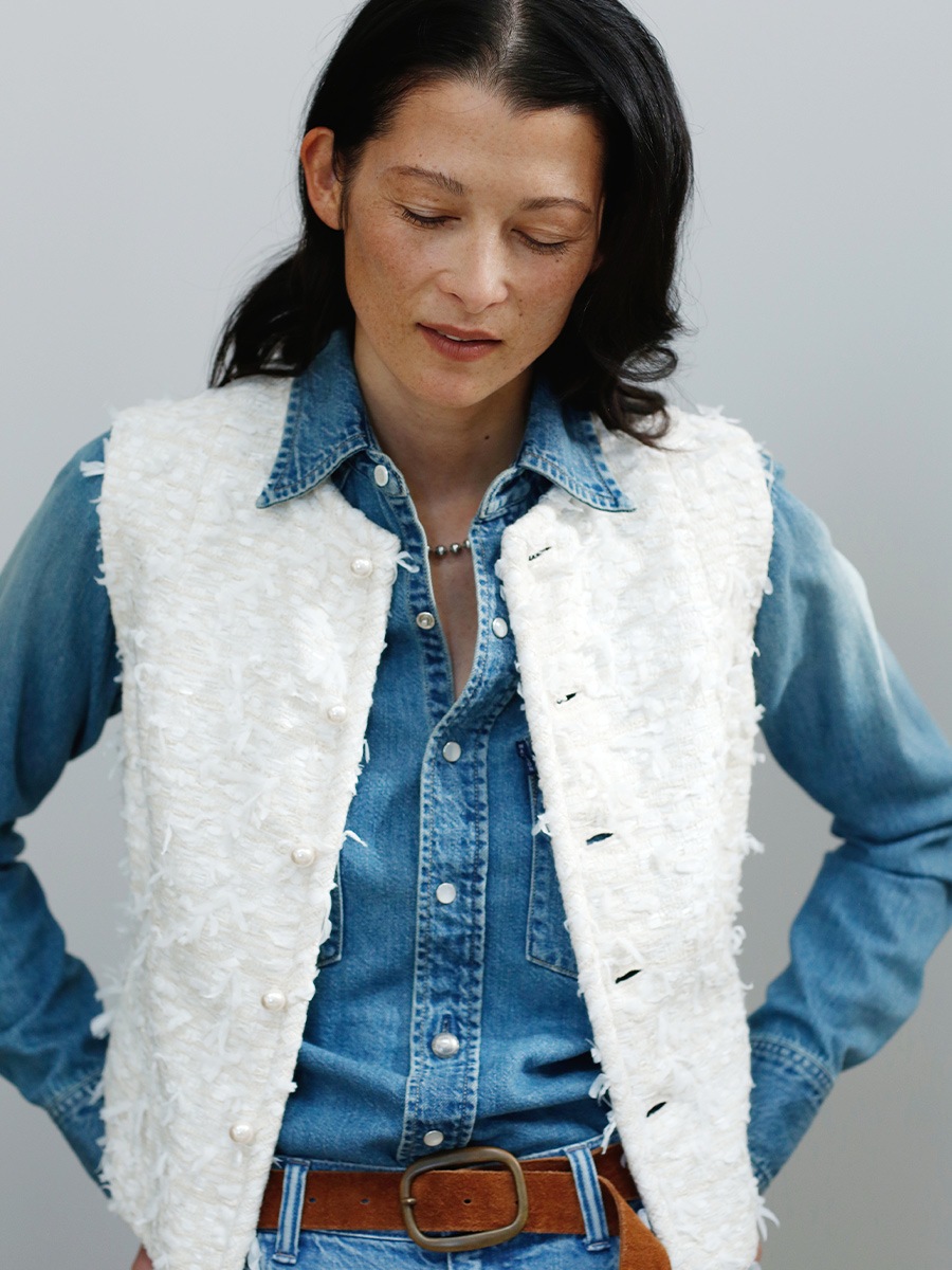 CREW NECK VEST RIBBON TWEED | JACKET | MADISONBLUE