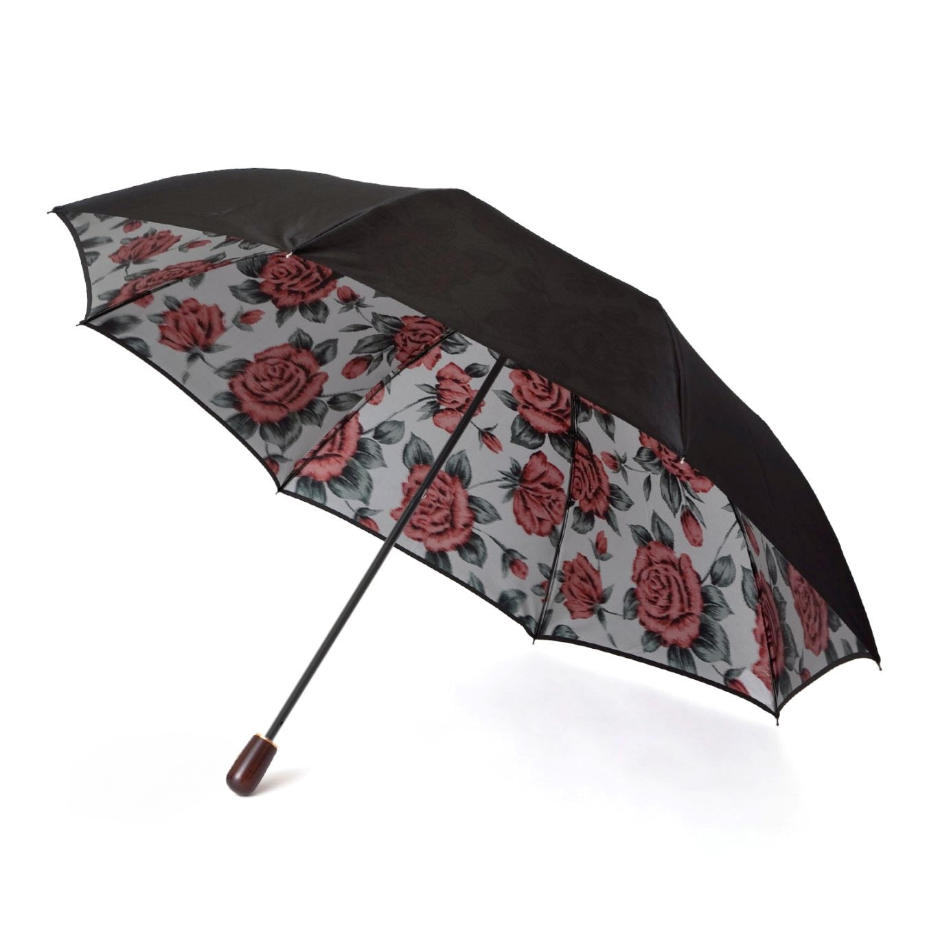 レディース雨傘】ロゼッタ-折りたたみ-リッチブラック｜トンボ洋傘前原