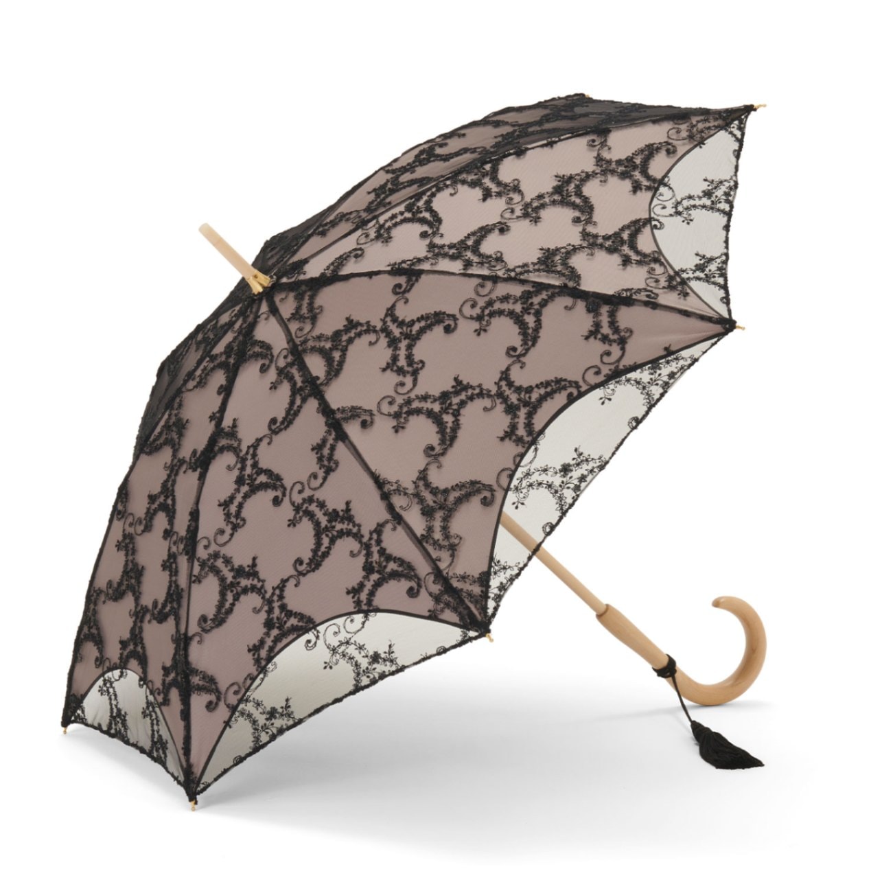レディース日傘】レース-一級遮光二重張り-エアリュ-ブラック｜トンボ